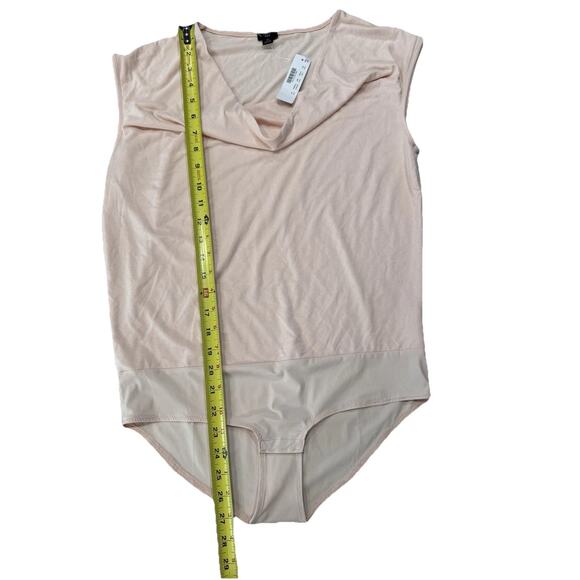 NWT J. Crew 365 Women Medium Pink Cowl Neck Bodysuit Stretch Knit Sleeveless Top - Picture 4 of 8